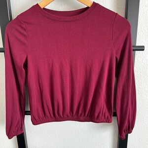Girl’s Burgundy Long Sleeve Top